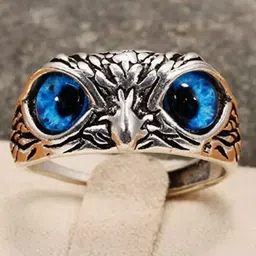 V FASHION JEWELLERY 9310 Dham Owl Sliver-Plated Textured Finger Ring-picture-44