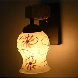 1ST TIME Brown & White Printed Wood Traditional Wall Lamp image 5