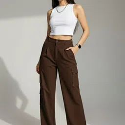 HIGH BUY Women Tailored High-Rise Cargos Trousers-picture-25