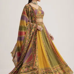 ODETTE Printed Sequinned Ready to Wear Lehenga Choli With Dupatta image 5