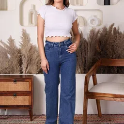 VBEAUTI Women Comfort Relaxed Fit Clean Look No Fade Stretchable Cotton Jeans image 4