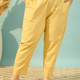 Moda Rapido Women Pure Cotton Pleated Trousers-picture-39