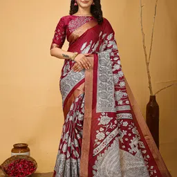 DIVASTRI Ethnic Motifs Printed Zari Banarasi Saree-picture-23