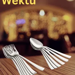 wektu Stainless Steel Spoon And Fork/12PC/Food Grade Pass/67 Stainless Steel Cutlery Set image 1