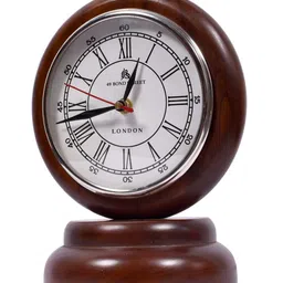 Zunaldo Brown And White Round Analogue Table Clock image 2