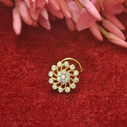 SHREEVARAM Rhodium-Plated Cubic Zirconia Ring Nosepin-picture-34