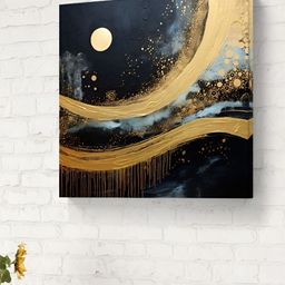 Livin'luxe Blue & Brown Moon Printed Canvas Wall Art-picture-8