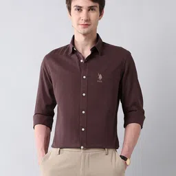 U.S. Polo Assn. Denim Co. Men Slim Fit Spread Collar Solid Cotton Casual Shirt-picture-31