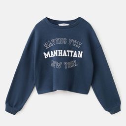 Mango Kids Girls Printed Waffle Textured Pure Cotton Sweatshirt-picture-3