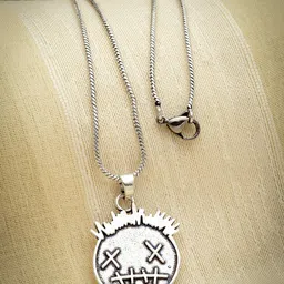 Sanjog Silver-Plated Oxidised Pendant & Chain-picture-33