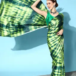 KIMISHA Tie and Dye Satin Saree-image-4