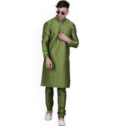 READYON Men Solid Kurta with Trousers image 3