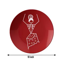 THE QUIRKY HOME 3Pc Red & White Figurative Abstract Printed Ceramic Decorative Wall Decor image 3