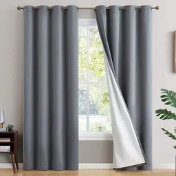 BFAM Grey Set of 2 Black Out Long Door Curtain-picture-30