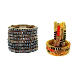 Only Offers Set Of 2 Multi Glass Artificial Stones & Beads Bangle-picture-33