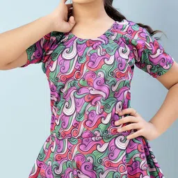 BAESD Girls Abstract Printed Full Coverage Swimwear With Attached shorts. image 3