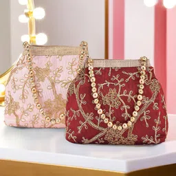 Kuber Industries Set of 2 Embroidered Potli Clutch-image-79