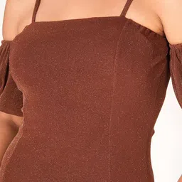 clobug Off-Shoulder Cold-Shoulder Net Fit & Flare Dress image 5