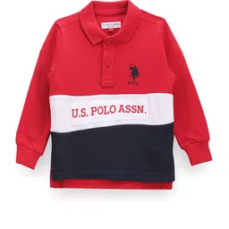U.S. Polo Assn. Kids Boys Colourblocked Polo Collar Pure Cotton T-shirt image 1
