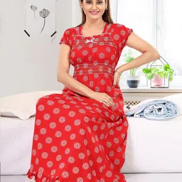 NIGHTY KING Women Printed Maxi Nightdress-picture-22