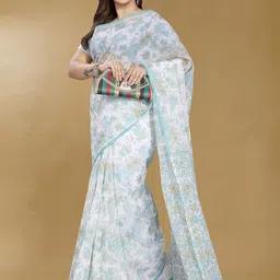 Rani Saahiba Floral Printed Supernet Block Print Saree image 5