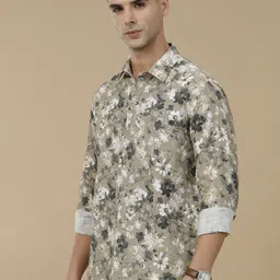 Linen Club Contemporary Slim Fit Floral Printed Linen Cotton Casual Shirt image 2