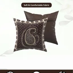 Myntra Elegant Homes Brown & Beige Set of 5 Floral Square Cushion Covers image 3