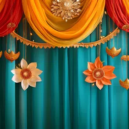 dhara collection Traditional Blue Backdrop | Polyester Taiwan | 8ft X 5ft image 1