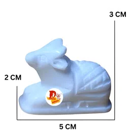 DARIDRA BHANJAN White 2 Pieces Shivling & Nandi Marble Religious Idol Showpiece image 4