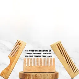 The Earth Trading Unisex Set Of 2 Pure Kacchi Neem Wooden Comb TET08 Brown image 5