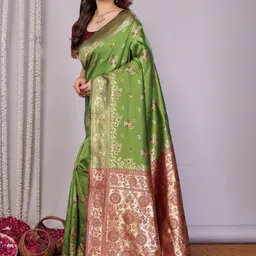 WOVENSTOCK Zari Pure Silk Kanjeevaram Saree image 4