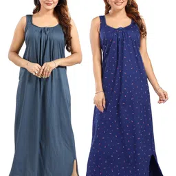 Inner Beats Women Pack Of 2 Multicoloured Cotton Blend Nightdress-picture-14