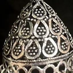 Aasira German Silver-Plated Artificial Stones Studded Dome Shaped Oxidised Jhumkas image 4