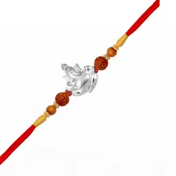 vivastri Vivastri's Premium Rudraksha Silver Ganpati Rakhi For Brother & Lovely Sister-VIVA1056RKG-picture-15