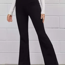 broadstar Women Flared Black Lycra Blend Trousers image 3