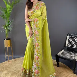 Mameraa Floral Embroidered Art Silk Saree-picture-29