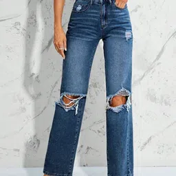 DressBerry Women Cotton Slash Knee Regular Fit Jeans-picture-25
