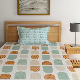 Myntra Elegant Homes Cream Printed 300 TC Single Bedsheet Set-2.20 m x 1.50 m image 3