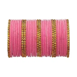 SAND Pink Glass Artificial Stones & Beads Bangle-picture-22