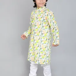 Little Clothings Boys Printed Regular Pure Cotton Kurta with Churidar image 4