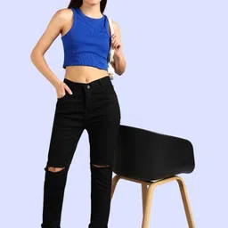 Mevan Women Regular Fit Mid-Rise Highly Distressed Stretchable Jeans image 4