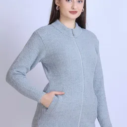 Winter Wonders Self Design Full Sleeves Woollen Longline Cardigan image 5