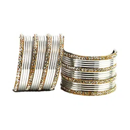 Vidhya Kangan Set Of 32 Gold-Plated Stone Studded Acrylic Brass Bangles image 3