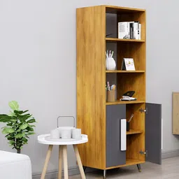 HEXA RED Brown & Grey Wooden Book Shelf image 2