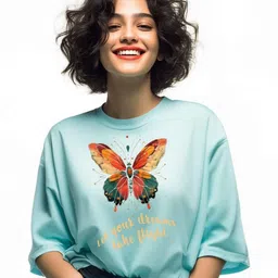 Storeily Women Graphic Printed Round Neck Cotton Oversized T-shirt-picture-34