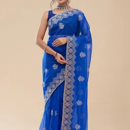 Vervee Couture Ethnic Motifs Beads and Stones Pure Georgette Saree-image-21