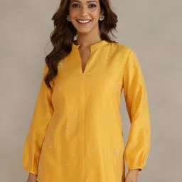 Fabindia Women Shirt Collar Embroidered Ethnic Tunic-image-81