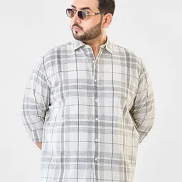 Snitch Men Plus Size Checked Spread Collar Casual Shirt-image-54
