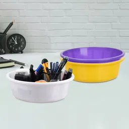 Kuber Industries Yellow and Purple 3 Pieces Multipurpose Storage Desk Organisers-image-71
