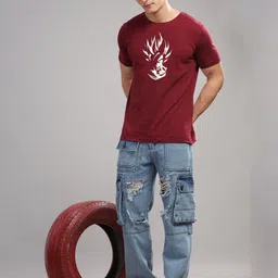 ADRO Men Printed Raw Edge T-shirt image 5